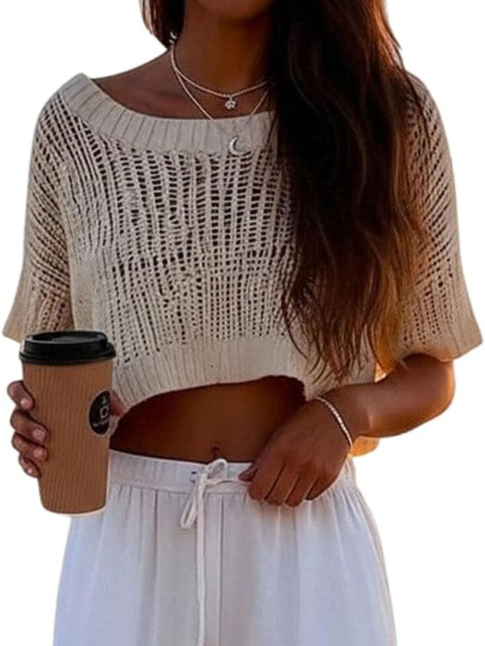 Crochet Crop Cover Up Sweater - NWOT - Medium